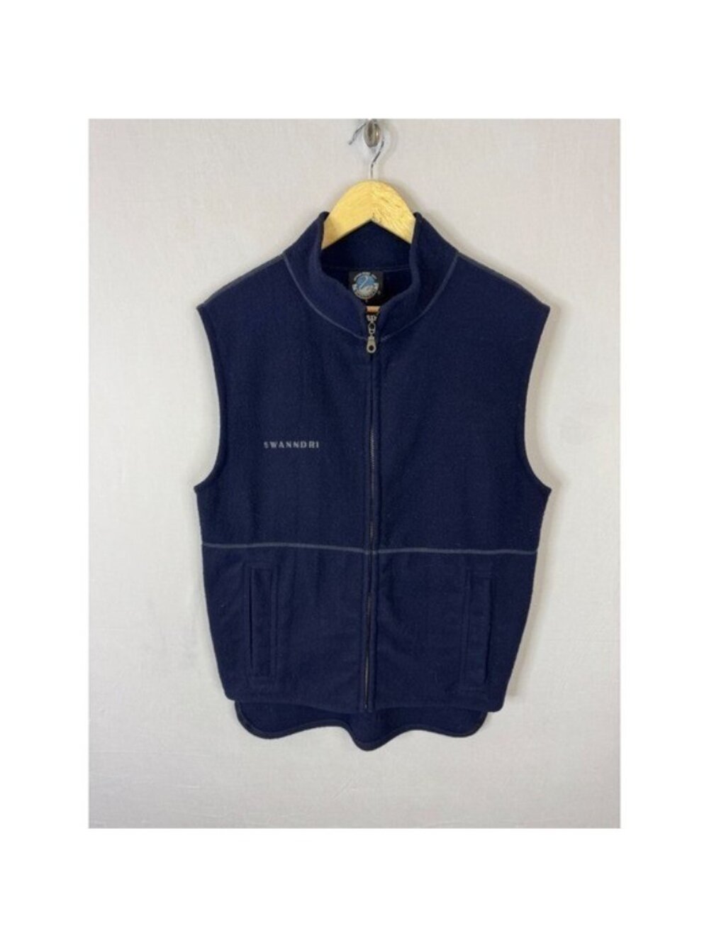 Swanndri Mens Navy Blue 100% Wool Full Zip Vest Made in New Zealand Size S